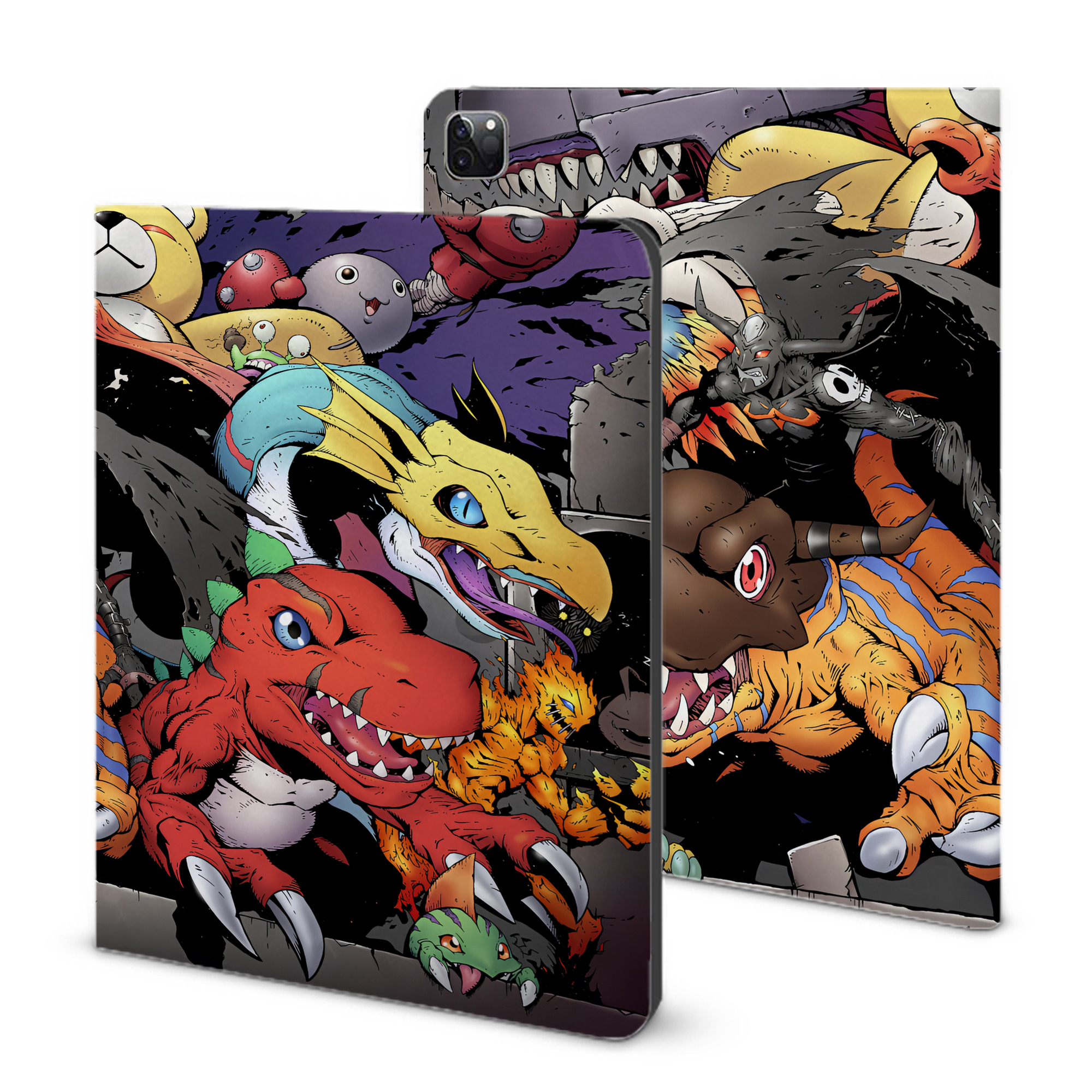 （画像用） Digimon デジタルモンスター/デジモン IPad ケース ブック型 PUレザー TPU 耐衝撃 軽量 薄型 ペン収納なし 全面保護 IPad 各モデル対応